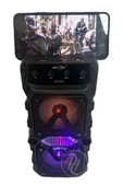 Karaoke Bluetooth Hoparlör Taşınabilir Kablosuz Usb SubWoofer RGB Işık Fm Sd Mikrofonlu Ses Bombası - 2