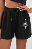 Tasarım Baskılı Pamuk Unisex Penye Short - 2