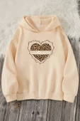 Kalp Baskılı Erkek - Kız Çocuk Rahat Kalıp Sweatshirt - 3