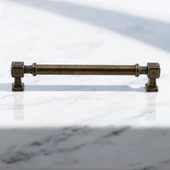 Mobilya Mutfak Çekmece Dolap Kulpu Kulbu Kulpları 16 cm Antik Sarı Eskitme Metal 160 mm thumbnail 2