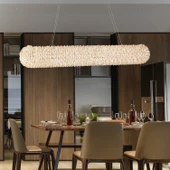 Apliqa Leman Sıralı Gold 40 Watt Kristal Taşlı Salon Sarkıt Avize thumbnail 1