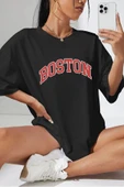 Unisex Boston Baskılı T-shirt - 4