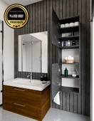 Lisa MDF Bölmeli, Kapaklı ve Duvara Monteli Banyo Dolabı Çok Amaçlı Dolap - 7