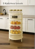5 Katlı Sebzelik Açılır Metal Patates Soğan Sepeti Paslanmaz Meyvelik Organizer Sepet Krem thumbnail 1