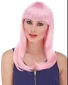 KENPAZAR Soft Pembe Renk Uzun Düz Parti Peruğu - 1