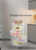 4 Katlı Sebzelik Açılır Metal Patates Soğan Sepeti Paslanmaz Meyvelik Organizer Sepet Beyaz - 2