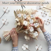 Nettenevime 3lü Set Doğal Pamuk Çiçeği 30 Adet Tekli Dal Kuru Çiçek 30cm Yapay Çiçek - 8