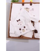 Ayıcık Desenli 10 Parça Kutulu %100 Pamuk Erkek Bebek Hastane Çıkışı thumbnail 3