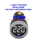 GWEST 24v-550v Voltmetreli BEYAZ (şeffaf) Sinyal Lambası 220v Göstergeli 22mm - 2