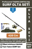 Profesyonel Kullanıma Hazır Şık Taşıma Çantası Hediyeli Balıkçı Hobi Tam Takım SURF OLTA SETİ 420 Cm - 1