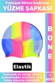 Su Geçirmez Elastik Yumuşak Yüzücü Havuz Deniz Yüzme Şapkası Silikon Bone - 1