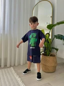 ERKEK ÇOCUK MİNECRAFTT MODELLİ BASKILI ŞORTLU PAMUK TAKIM - 4