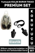 Set Elastik Yumuşak Havuz Deniz Su Sızdırma Gürültü Önleyici Kulak Burun Tikaci Seti̇ - 1