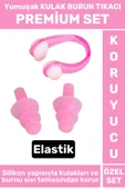 Premium Set Elastik Yumuşak Havuz Deniz Su Sızdırma Gürültü Önleyici KULAK BURUN TIKACI SETİ - 1