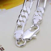 Erkek Kadın Unisex Figaro 6mm Gümüş Kaplama Zincir Bileklik Künye Hediyelik - 2