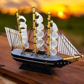 Büyük Boy El Yapımı Ahşap Yelkenli Gemi Maketi - Dekoratif Yelkenli Gemi Maketi - 2