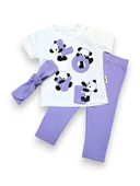 Panda Desenli Kız Bebek Taytlı Takım - 5