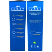 Ivory Doğal Bambu Saplı %100 Silikon Mutfak Seti 6 Parça Siyah - 4