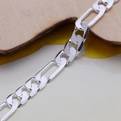Erkek Kadın Unisex Figaro 6mm Gümüş Kaplama Zincir Bileklik Künye Hediyelik - 1