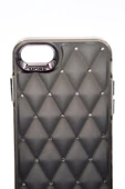 iPhone 7 / 8 Uyumlu Baklava Desenli Pırlanta Taşlı Sert Kapak Kılıf Gri thumbnail 6