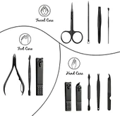 12 Parça Manikür ve Pedikür Seti - 1. Sınıf Paslanmaz Çelik - Seyahat Çantalı - 3