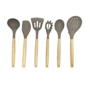 Ivory Doğal Bambu Saplı %100 Silikon Mutfak Seti 6 Parça Kahve - 2