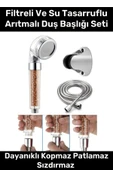 Paslanmaz Filtreli Su Tasarruflu Arıtmalı Duş Başlığı Doğal Taş Boncuklu Başlık Hortum Mafsal Seti - 1