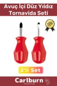 Premium Dayanıklı Hafif Taşınabilir Sağlam Ergonomik Vidalama Avuç İçi Düz Yıldız 2'li Tornavida Set - 1