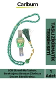 Özel Üretim Hac Umre Dua Kandil 5 Haneli Lcd Ekranlı Hafızalı Taşlı Zikirmatik 99'lu İnci Tesbih Set - 1