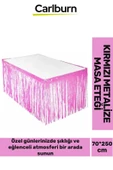 Özel Üretim Püsküllü Işıltılı Doğum Günü Cinsiyet Parti Eğlence 70*250cm Metalize Masa Eteği - 2