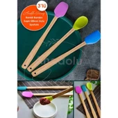 Silikon Uçlu Isıya Dayanıklı Bambu Spatula 3'lü Set thumbnail 1