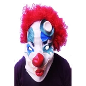 Kırmızı Afro Peruklu Palyaço Maskesi - 1