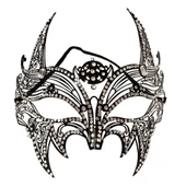 Siyah Lazer Kesim Kristal Taşlı Metal Lüks Maske - 1