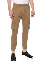 Erkek Beli Ve Paçası Lastikli Bağcıklı Yan Cepli Rahat Spor Jogger Pantolon - 3