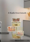 4 Katlı Sebzelik Açılır Metal Patates Soğan Sepeti Paslanmaz Meyvelik Organizer Sepet Krem - 2