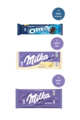 Milka Sütlü 80 gr & Milka Beyaz Tablet Çikolata 80 gr ve Oreo Bisküvi 154 gr - 1