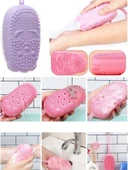 Silikon Banyo Kesesi Katı Sabun Hazneli (Süngerli) yeşil 1 Adet - 5