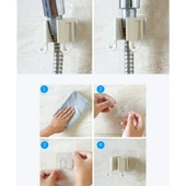Kendinden Yapışkanlı Çift Askılı Banyo Duş Başlığı Tutucu Duş Başlığı Organizeri - 7