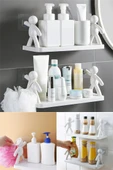 2 li Banyo Mutfak Organizer Şampuan Kozmetik Baharat Kavanoz Düzenleyici Yapışkanlı Raf Çöp Adam - 1