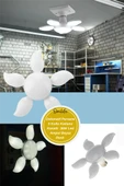 Dekoratif Pervane 5 Kollu 36W LED Ampul Katlanır Kanatlı Beyaz Renk Aydınlatma Tasarruflu Işık - 2