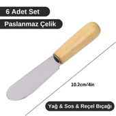 6 Adet Ahşap Saplı Mini Kahvaltı Bıçağı Yağ Sos Reçel Sürme Bıçağı - 2