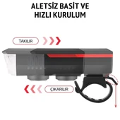 Su Geçirmez Güneş Enerjili Led Işıklı Bisiklet Farı - Kornalı Usb Ile Şarj Edilebilir Fener 11 Cm - 3
