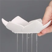 Lotus Desenli Sabun Ve Sünger Tutacağı Silikon (MAVİ) Su Giderli Lotus Şekilli Şık Katı Sabunluk - 5