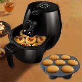 Siyah Silikon Airfry Kek Pişirme Kalıbı Tüm Airfryerlara Uyumlu Muffin Pişirme Kabı - 5