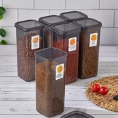 6 Adet 12 Parça 1,9 Litre Kare Erzak Bakliyat Saklama Kabı Seti Baharatlık - 3