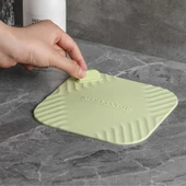 Gri Renk Kare Kötü Koku Önleyici Silikon Mat Banyo Mutfak Lavabo Balkon Gider Tıpası Kapağı - 5