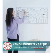 Türkiye Haritası Akıllı Statik Tutunan Doldurulabilir Yapışkansız Pratik Şeffaf Türkiye Haritası 110x56 - 1