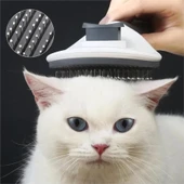 Otomatik Temizlenen Tuşlu Evcil Hayvan Fırçası Pratik Kedi Köpek Tüy Toplayıcı Ergonomik Bakım Tarağı - 3