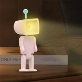 Robot Şeklinde Masa Üstü Lamba ve Telefon Tutacağı Kare Şekilli Sarı Lambalı - 6