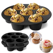 Siyah Silikon Airfry Kek Pişirme Kalıbı Tüm Airfryerlara Uyumlu Muffin Pişirme Kabı - 4
